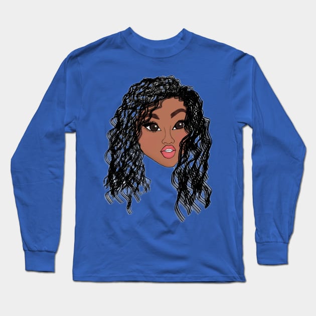 black girl face sketch | original by. MMJ49 Long Sleeve T-Shirt by MMJ49